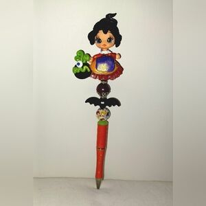 Custom Made Adorable Witch Sisters Beaded Pen w/Free Ink Refill Hocus Pocus